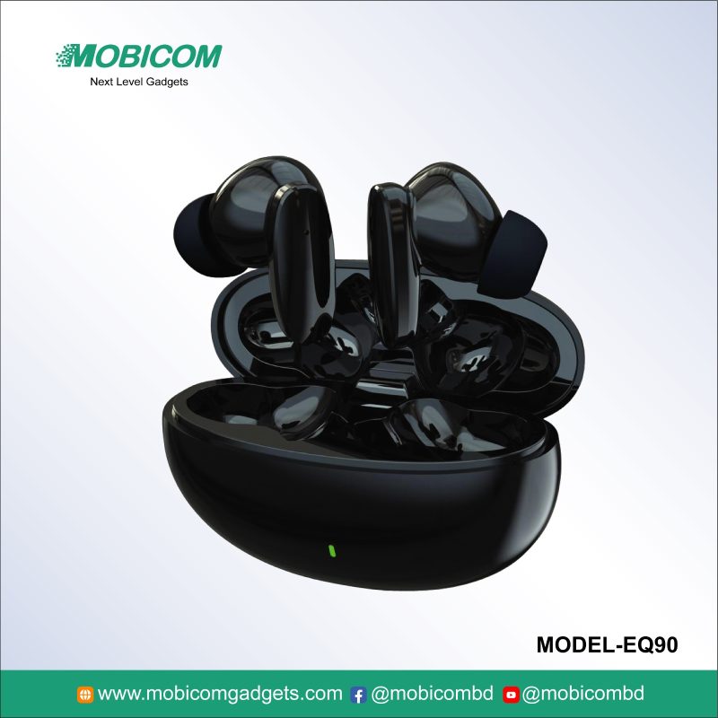 Mobicom EQ90 wireless earbuds price in Bangladesh – durable, lightweight, perfect for music and calls at an affordable price.