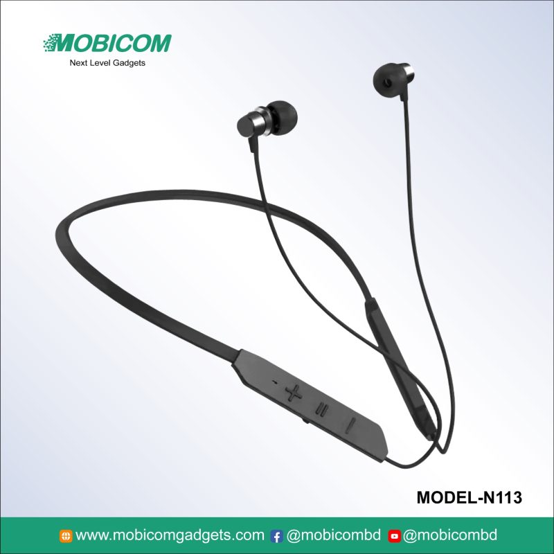 Mobicom N-113 Neckband: Affordable and stylish neckband with Bluetooth connectivity and long battery life, perfect for everyday use.