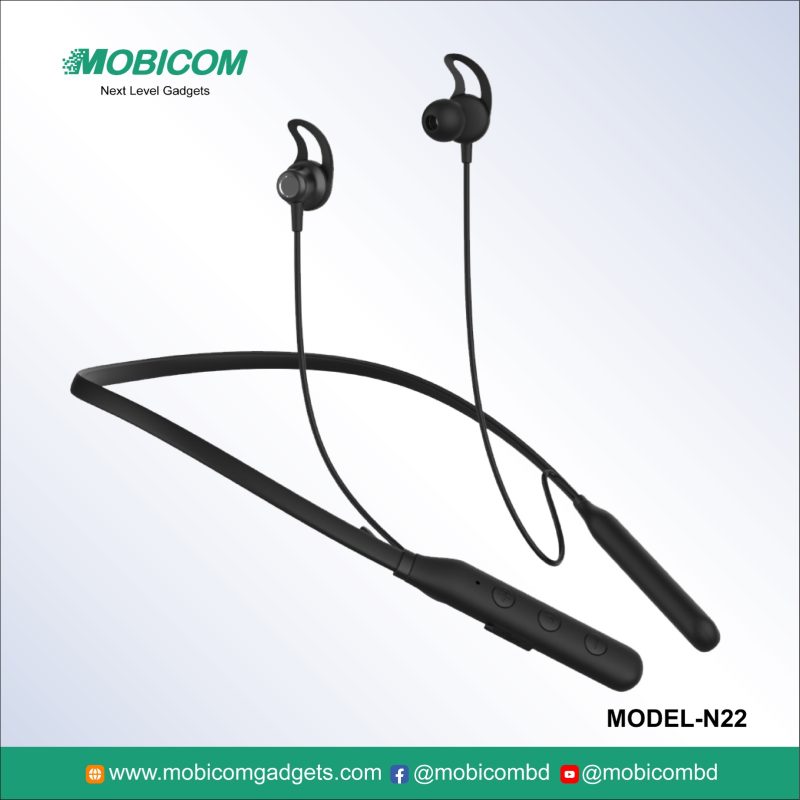 Mobicom N-22 Neckband: Affordable and stylish neckband with Bluetooth connectivity and long battery life, perfect for everyday use.