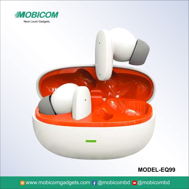 Mobicom EQ-99 wireless earbuds – durable, lightweight, perfect for music and calls at an affordable price.